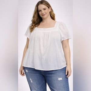 Torrid White Blouse with Square Neckline
